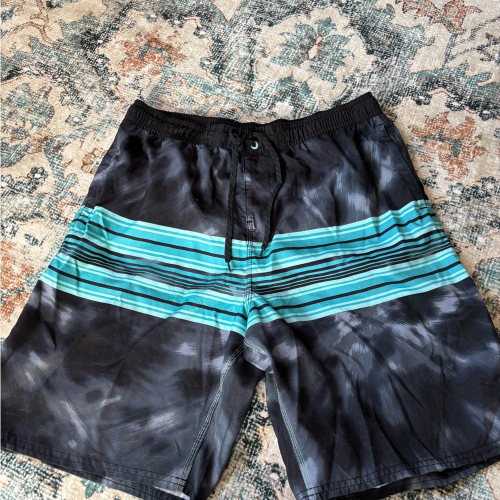 Burnside Black and Blue Board Shorts Quick-Dry Swimwear
